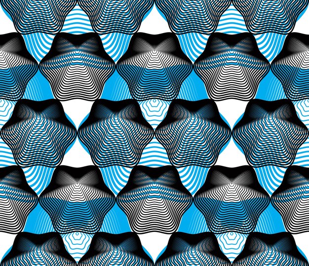 Fondo abstracto colorido vector adornado con líneas gráficas. Patrón de superposición decorativa simétrica, ilustración de caleidoscopio geométrico.