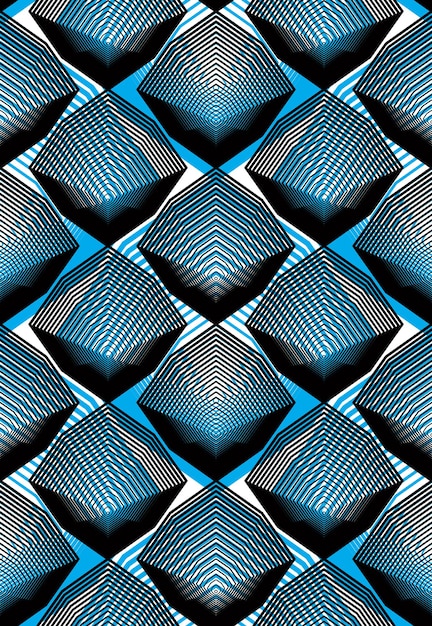 Fondo abstracto colorido vector adornado con líneas gráficas. Patrón de superposición decorativa simétrica, ilustración geométrica.