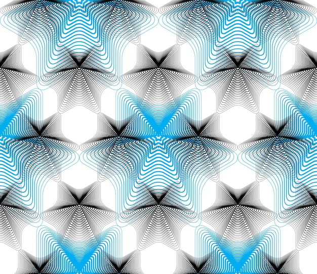Fondo abstracto colorido vector adornado con líneas gráficas. Patrón de superposición decorativa simétrica, ilustración geométrica.