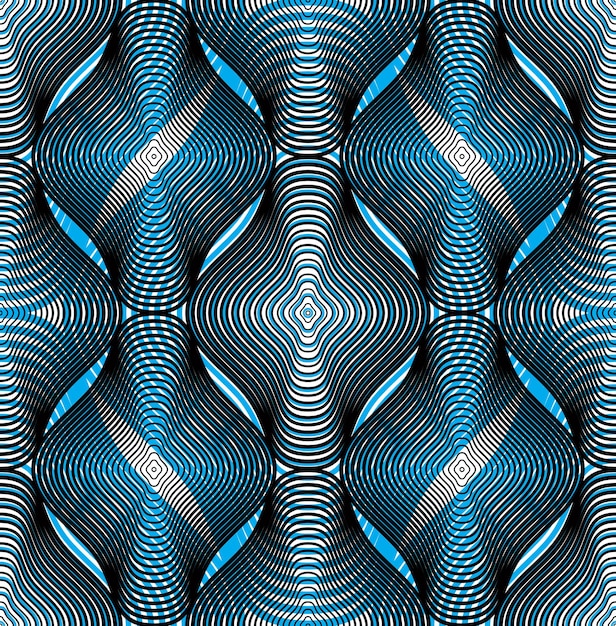 Fondo abstracto colorido vector adornado con líneas gráficas. Patrón de superposición decorativa simétrica, ilustración geométrica.