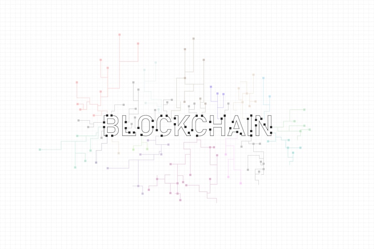 Vector fondo abstracto del concepto del blockchain del establecimiento de una red del circuito