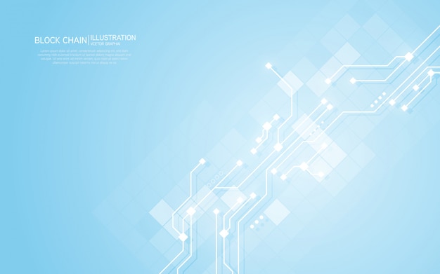 Fondo abstracto del concepto de blockchain de redes de circuito