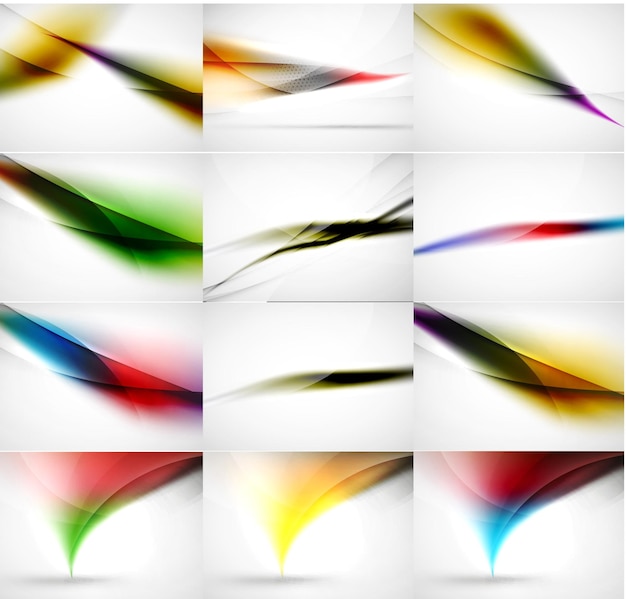 Fondo abstracto conjunto de plantillas de onda borrosa Vector