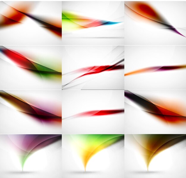 Fondo abstracto conjunto de plantillas de onda borrosa Vector