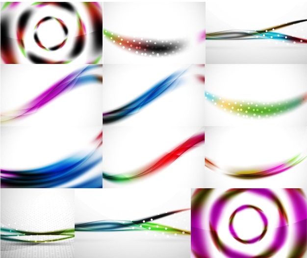 Fondo abstracto conjunto de plantillas de onda borrosa Vector