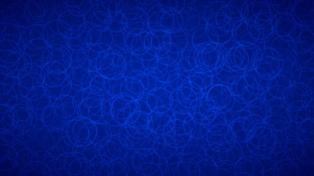 Fondo abstracto de contornos dispuestos al azar de círculos en colores azules.