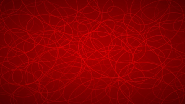 Fondo abstracto de contornos de elipses dispuestos al azar en colores rojos.