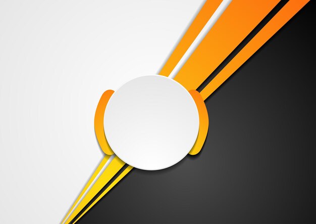 Fondo abstracto de contraste naranja y negro con diseño de vector de tecnología corporativa circular