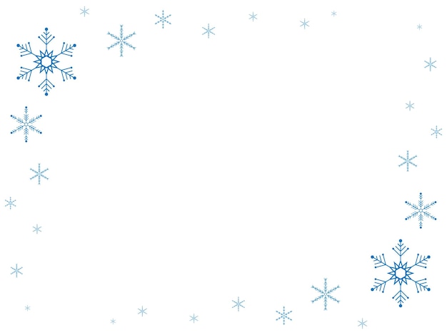 Fondo abstracto con copos de nieve azules en las esquinas Ilustración vectorial con espacio de copia para el texto