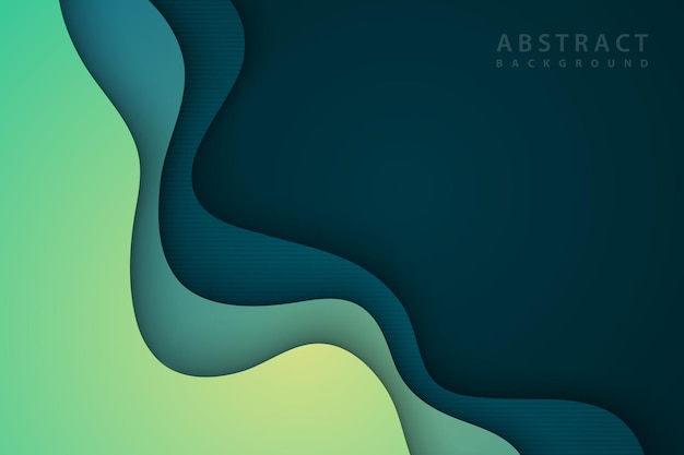 Fondo abstracto de corte de papel de onda de gradación verde futurista