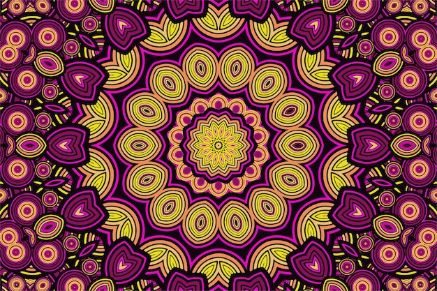 Fondo abstracto creativo con un hermoso adorno fractal y una estrella intrincada en el centro de la composición