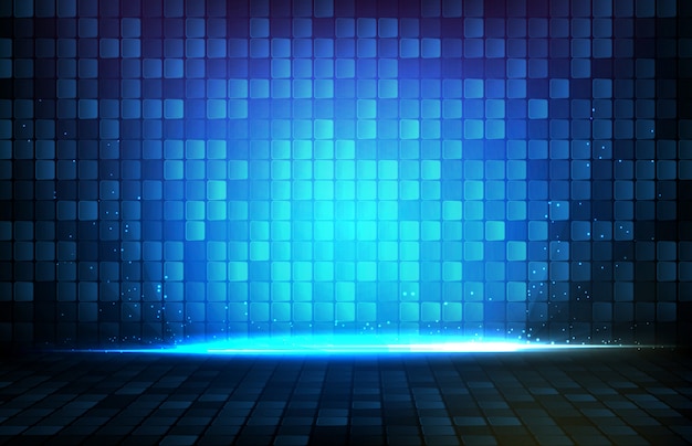 Fondo abstracto de cuadrado rectángulo azul brillante