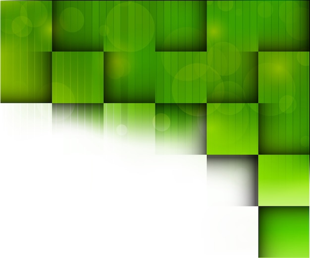 Vector fondo abstracto con cuadrados verdes, líneas y espacio vacío