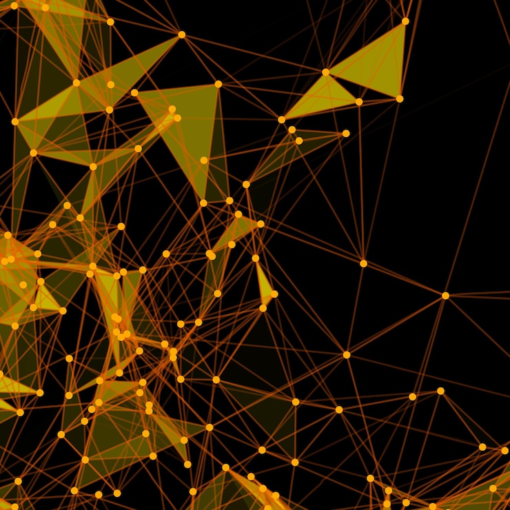 Vector fondo abstracto con cuadrícula punteada y celdas triangulares