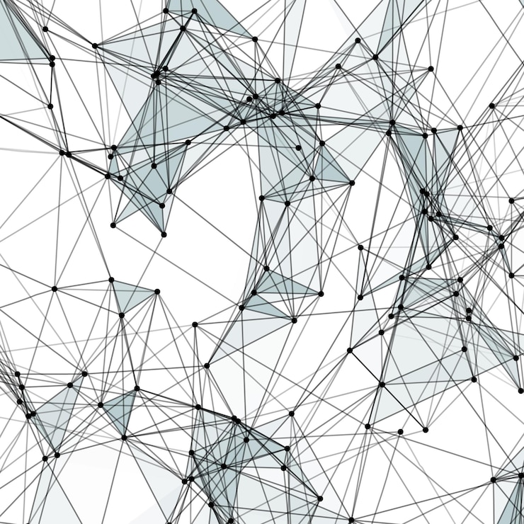 Vector fondo abstracto con cuadrícula punteada y celdas triangulares