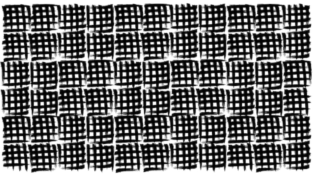 Fondo abstracto de cuadrículas grunge negras dibujadas con tinta con líneas cruzadas y patrón hecho con pincel seco