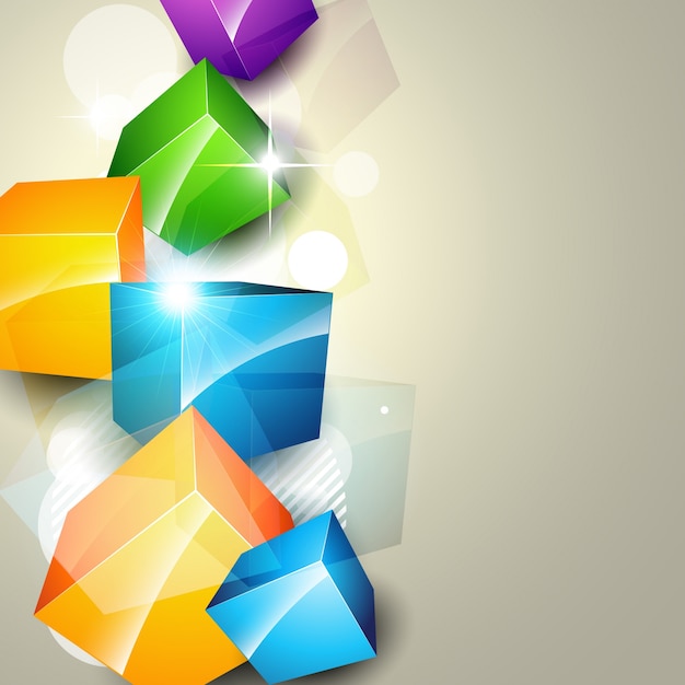 Fondo abstracto con cubos brillantes de colores