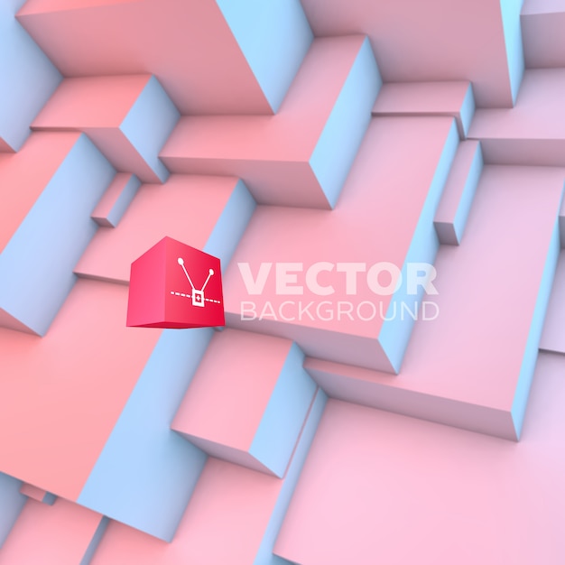 Vector fondo abstracto con cubos superpuestos de cuarzo rosa y serenidad