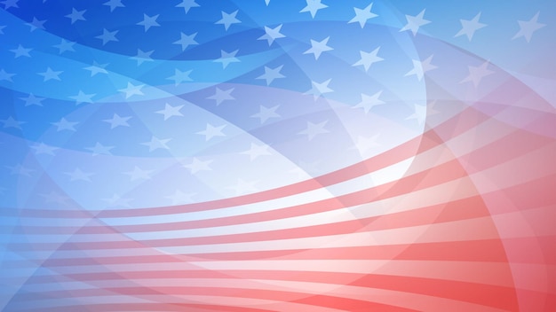 Fondo abstracto del día de la independencia con elementos de la bandera americana en colores rojo y azul