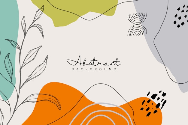 Fondo abstracto dibujado a mano con elementos florales