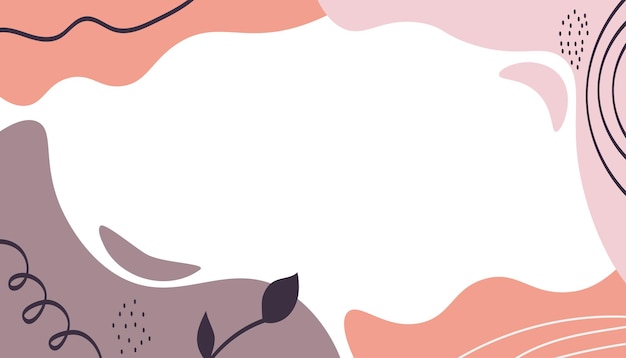 Fondo abstracto dibujado a mano varios garabates e ilustración vectorial de plantas fondo brillante