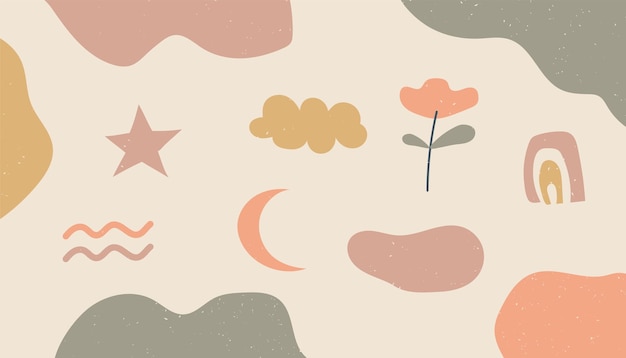 Fondo abstracto dibujo a mano varias formas y objetos de doodle