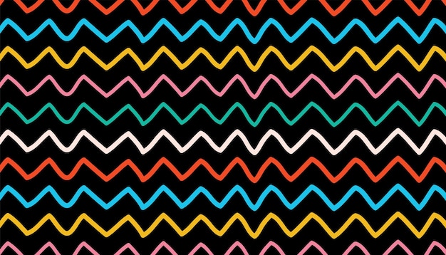 Fondo abstracto de dibujos en zigzag coloridos dibujados a mano