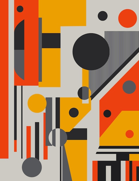 Vector fondo abstracto con diferentes formas geométricas de diferentes colores como el gris y el naranja