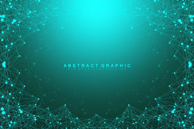 Fondo abstracto de dígitos con línea conectada y puntos, flujo de onda. Redes neuronales digitales. Fondo de red y conexión para su presentación. Fondo poligonal gráfico. Ilustración vectorial.
