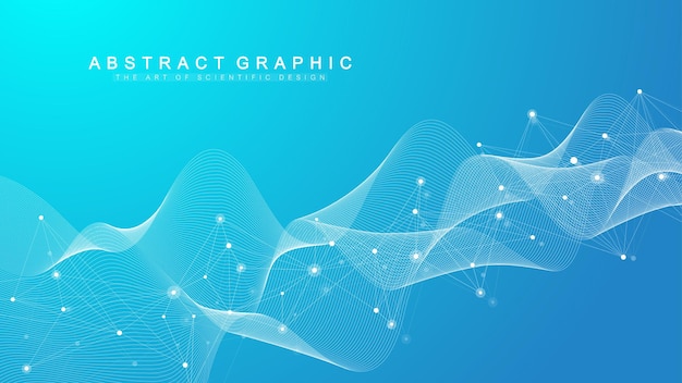 Fondo abstracto de dígitos con línea conectada y puntos