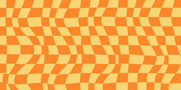 Fondo abstracto con un diseño de tablero de ajedrez psicodélico groovy en el estilo retro hippie de la década de 1970