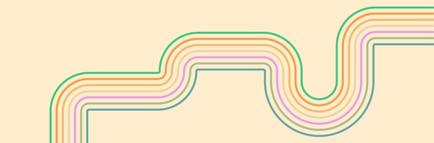 Fondo abstracto del diseño Wavy Line en el estilo retro hippie de los años 70