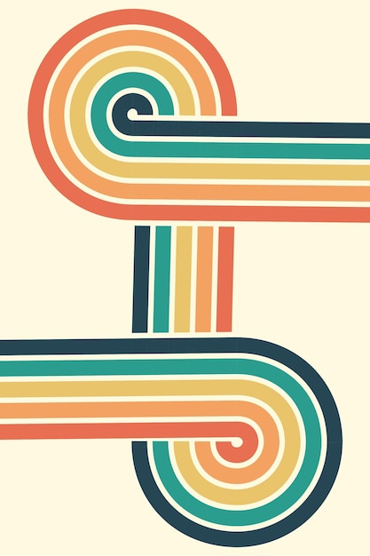 Fondo abstracto del diseño Wavy Line en el estilo retro hippie de los años 70