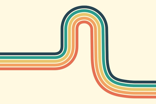 Fondo abstracto del diseño Wavy Line en el estilo retro hippie de los años 70