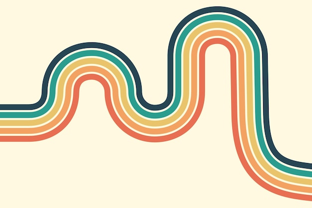 Fondo abstracto del diseño Wavy Line en el estilo retro hippie de los años 70