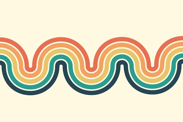 Fondo abstracto del diseño Wavy Line en el estilo retro hippie de los años 70