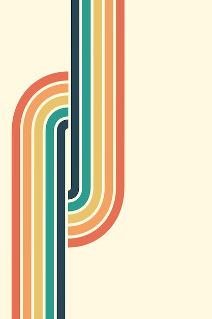 Fondo abstracto del diseño Wavy Line en el estilo retro hippie de los años 70