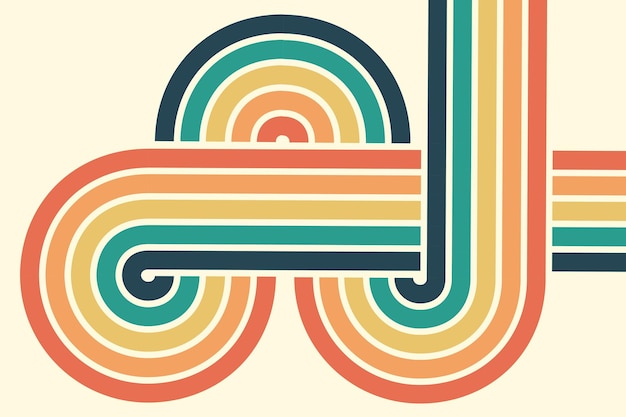 Fondo abstracto del diseño Wavy Line en el estilo retro hippie de los años 70