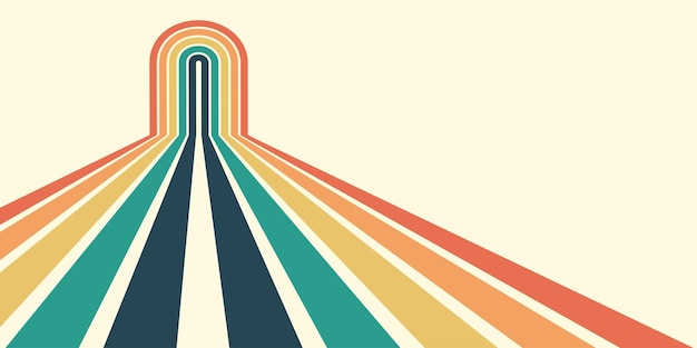 Fondo abstracto del diseño Wavy Line en el estilo retro hippie de los años 70