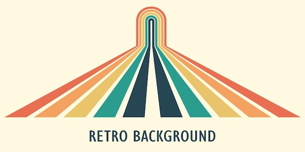 Fondo abstracto del diseño Wavy Line en el estilo retro hippie de los años 70
