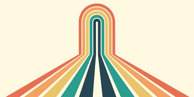 Fondo abstracto del diseño Wavy Line en el estilo retro hippie de los años 70