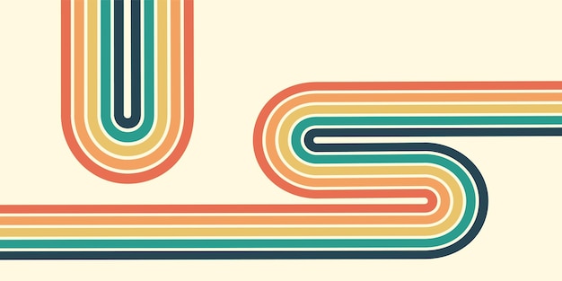 Fondo abstracto del diseño Wavy Line en el estilo retro hippie de los años 70
