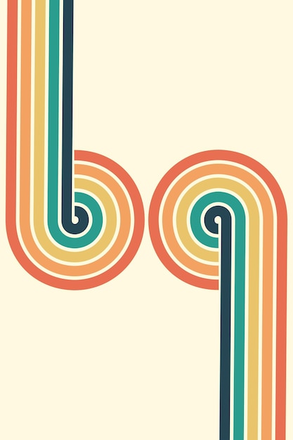 Fondo abstracto del diseño Wavy Line en el estilo retro hippie de los años 70