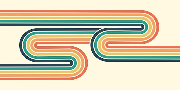 Fondo abstracto del diseño Wavy Line en el estilo retro hippie de los años 70