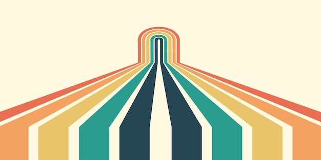 Fondo abstracto del diseño Wavy Line en el estilo retro hippie de los años 70