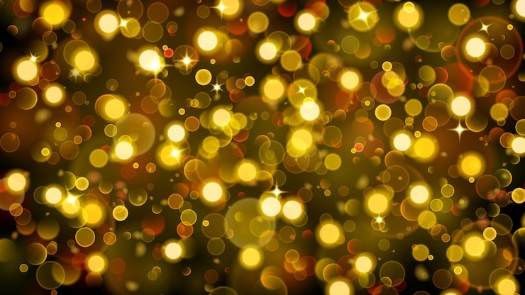 Vector fondo abstracto con efecto bokeh luces desenfocadas borrosas en colores dorados