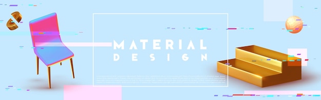 Fondo abstracto con efecto de fallo y forma 3d de objetos geométricos realistas. Diseñado por Trendy minimal poster. ilustración vectorial