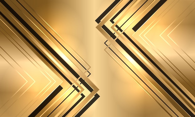 Fondo abstracto de elegancia de lujo dorado con flechas negras y doradas