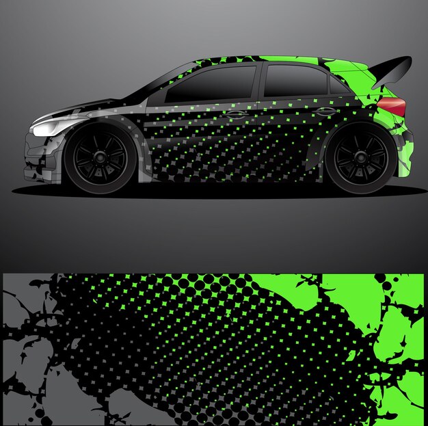 Fondo abstracto de envoltura gráfica de calcomanía de coche de rally