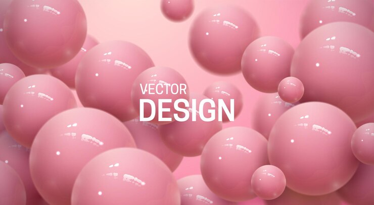 Vector fondo abstracto con esferas rosa 3d que rebotan